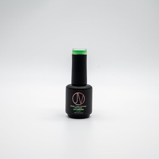 Electric Lime Magic Color Change Gel Polish – shifts from deep green to neon lime with heat. High-pigment, UV-cured, long-lasting, salon-quality gel.