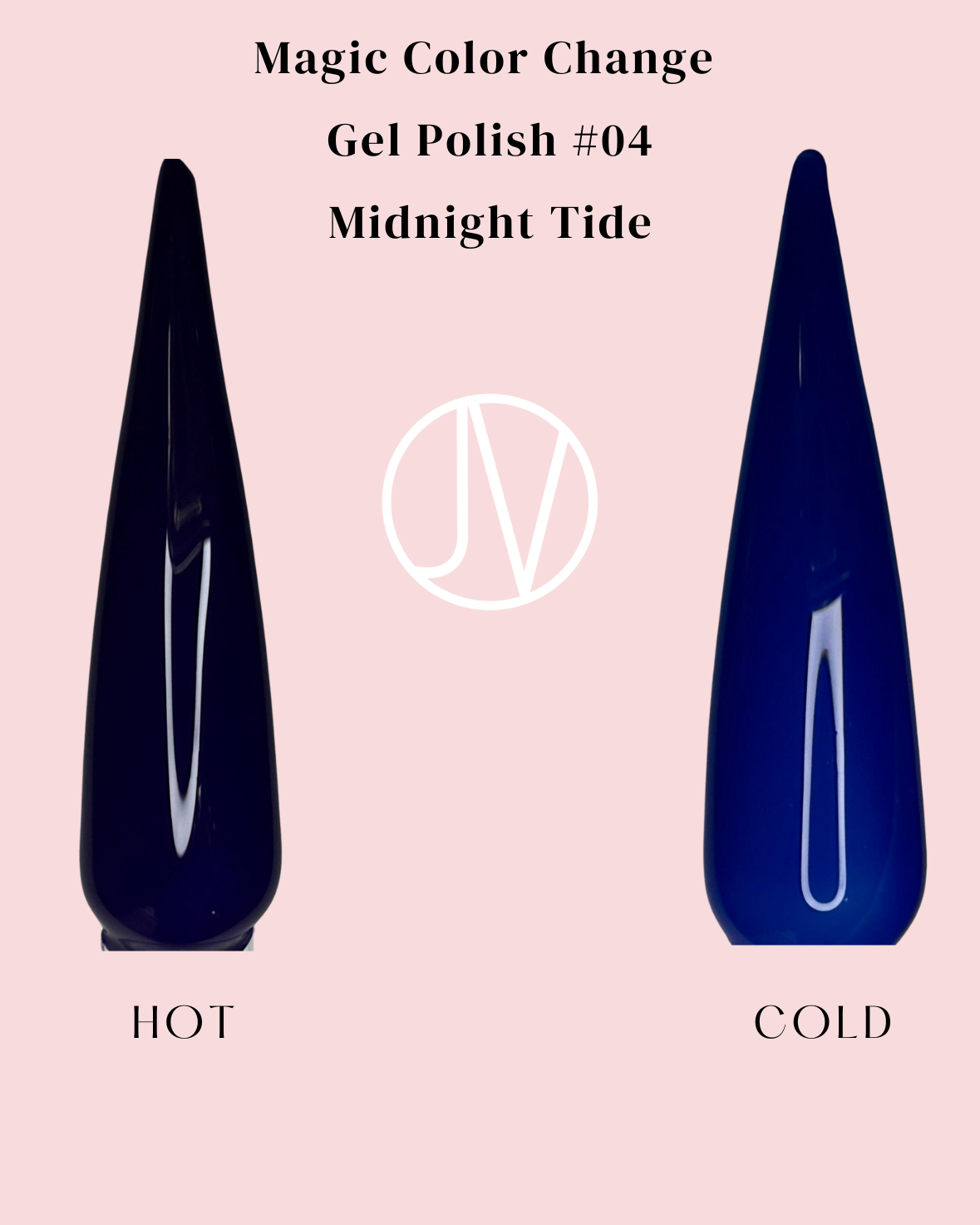 Princess Javic Nails Magic Color Change Gel Polish – Midnight Tide with dual-color transition effect from deep blue to electric sky blue.