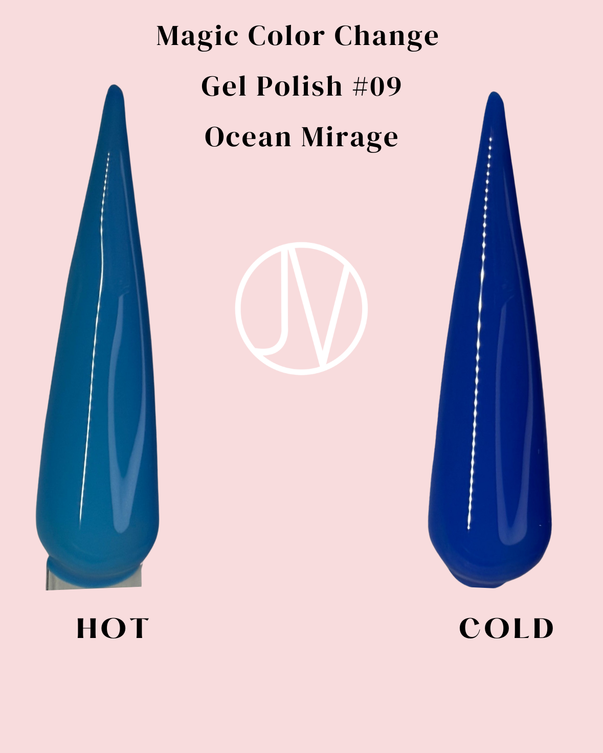 Close-up of Ocean Mirage Magic Gel Polish applied on nails, showcasing its smooth consistency, high pigmentation, and effortless dual-tone transition.