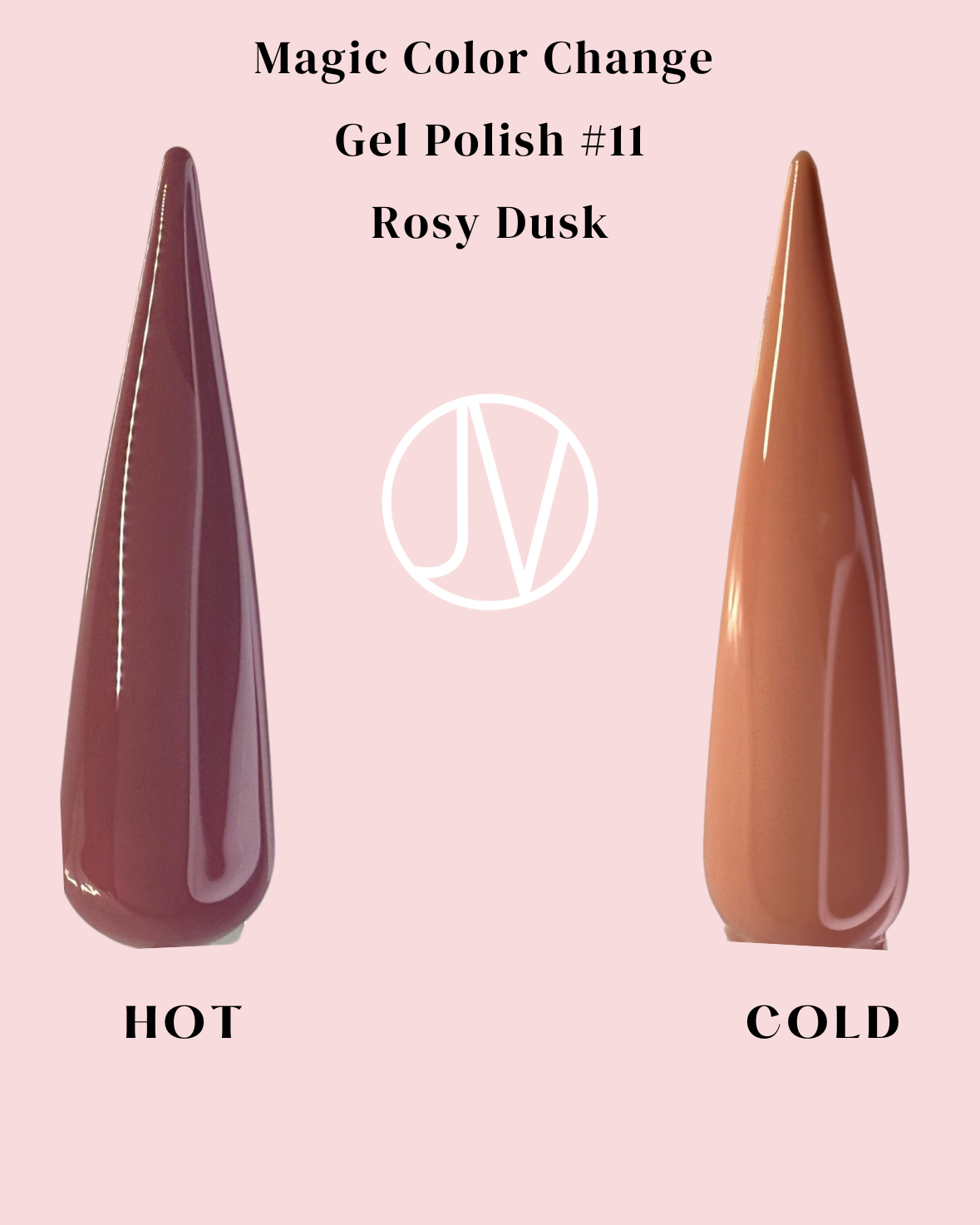 Princess Javic Nails Magic Color Change Gel Polish – Rosy Dusk’s dual-tone shift provides an elegant mauve-to-peach color transformation with lasting wear.