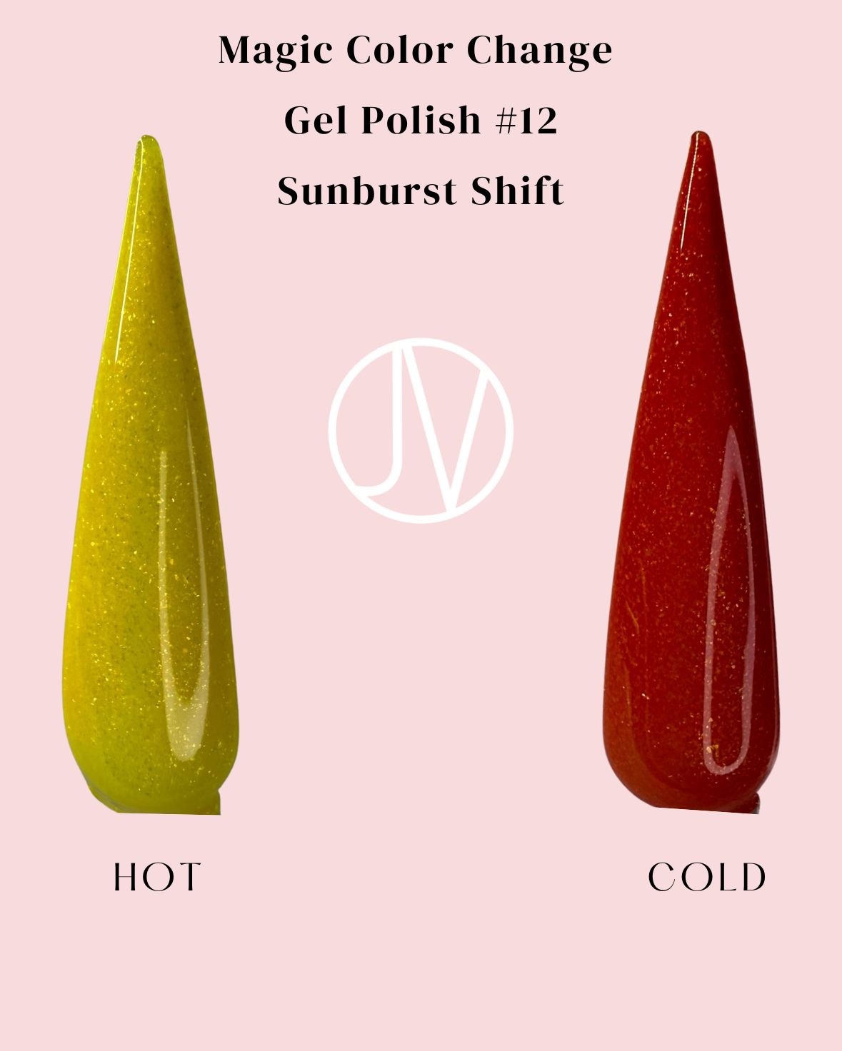 Princess Javic Nails Magic Color Change Gel Polish – Sunburst Shift reacts to temperature, creating a bold, fiery red-to-yellow transformation.