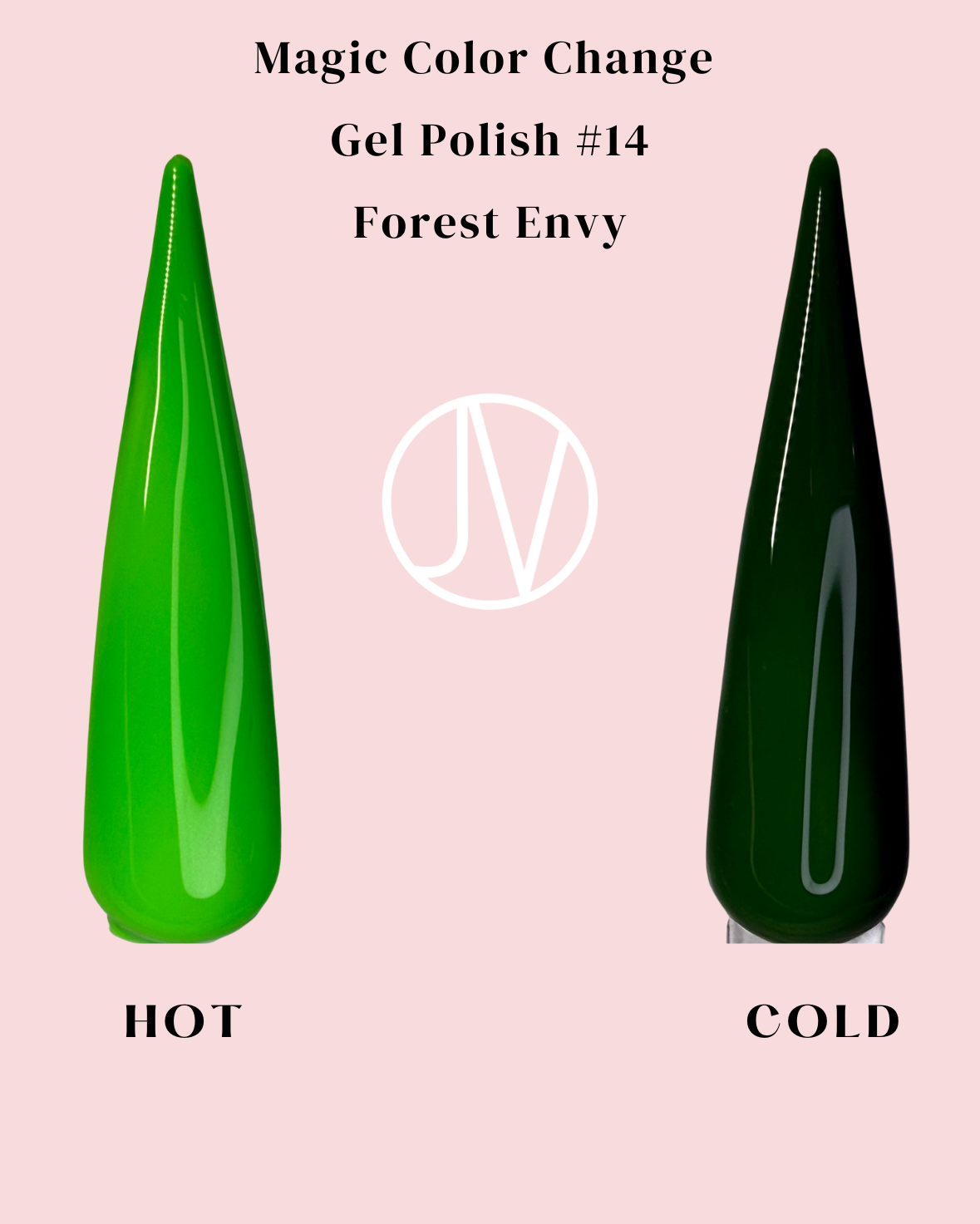 Magic Color Change Gel Polish - Forest Envy, dark green to neon green thermal gel for nails