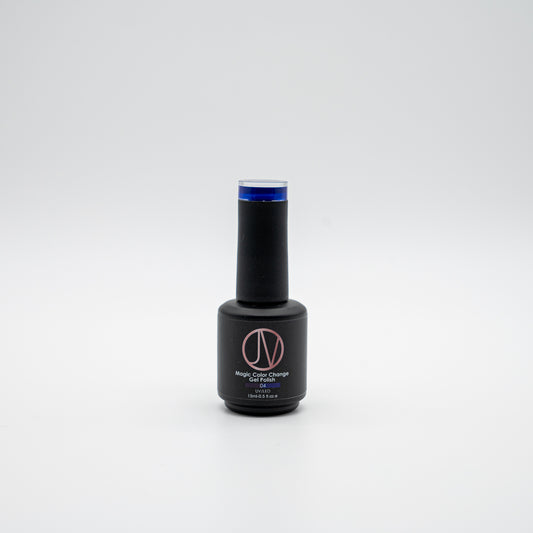 Midnight Tide Magic Gel Polish - Temperature-sensitive nail polish that changes from dark navy blue in cool temperatures to bright ocean blue when warm.