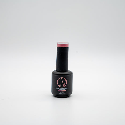 Rosy Dusk Magic Color Change Gel Polish – shifts from deep mauve-rose to soft peachy nude with temperature change. High-pigment, UV-cured, salon-quality gel.