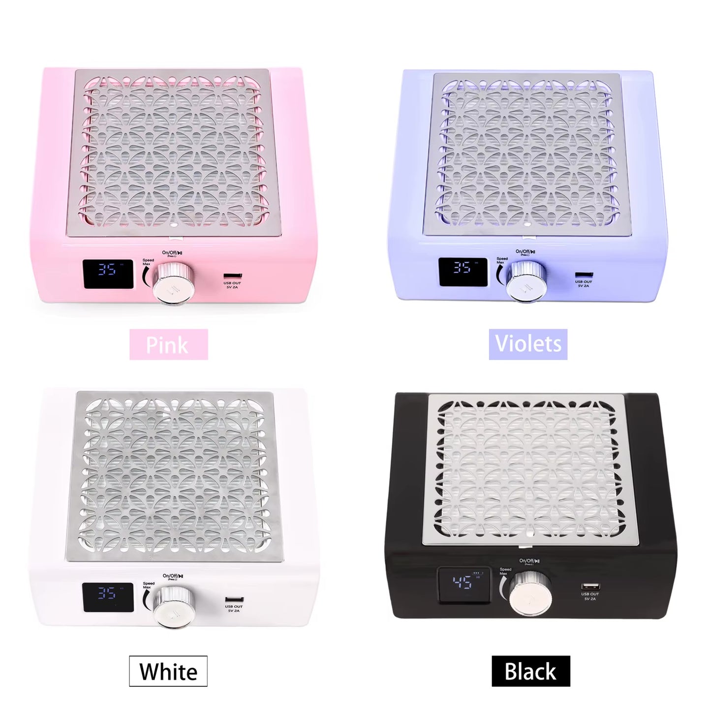 Portable Rechargeable Cordless Nail Dust Collector | White
