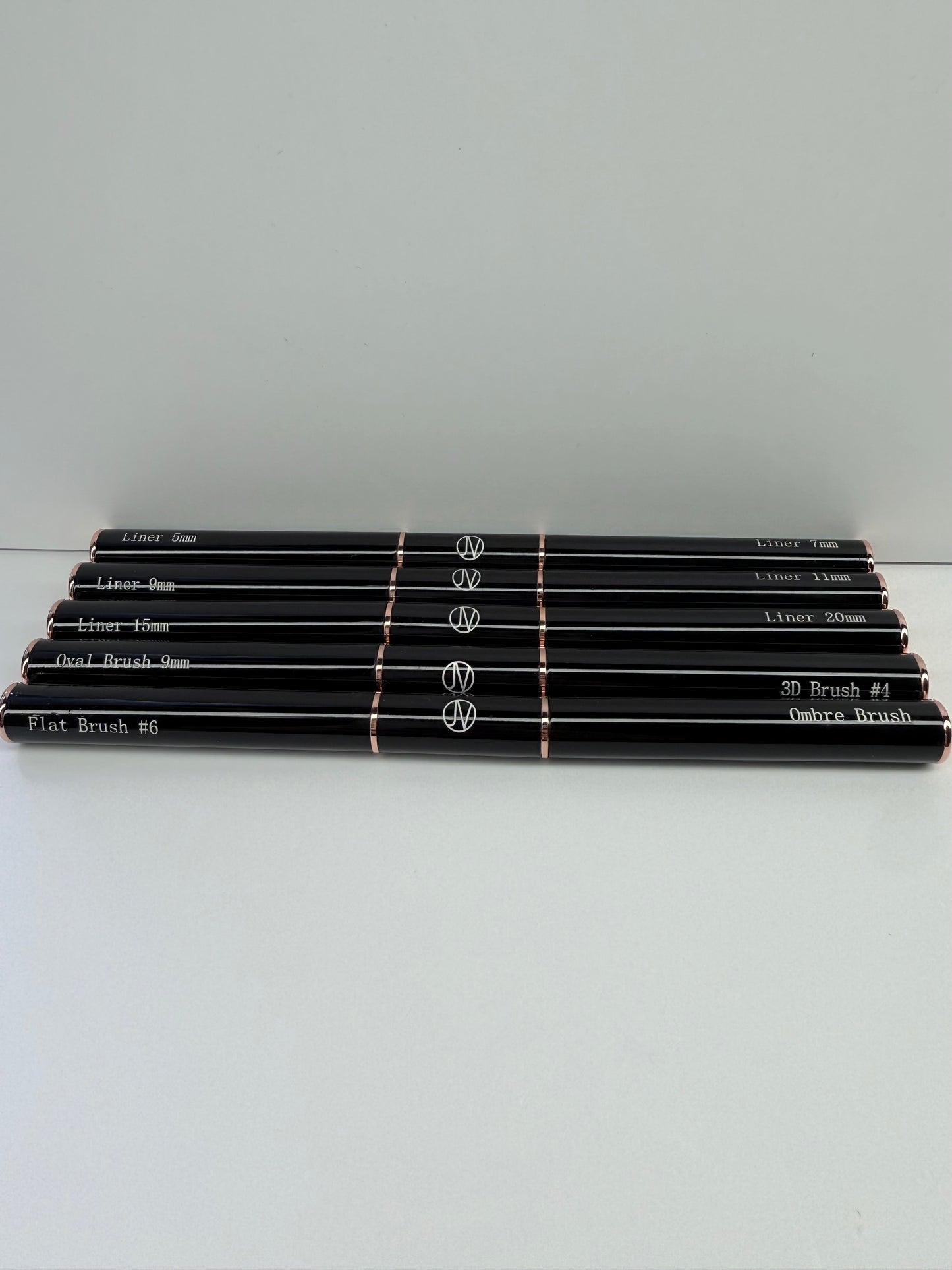 Nail Art Brushes Set, Professional 5Pcs Double-Ended Nail Brush Kit for Details, Long Lines, Ombre & 3D Design-Perfect for DIY Manicures & Salons (rose gold ,black)